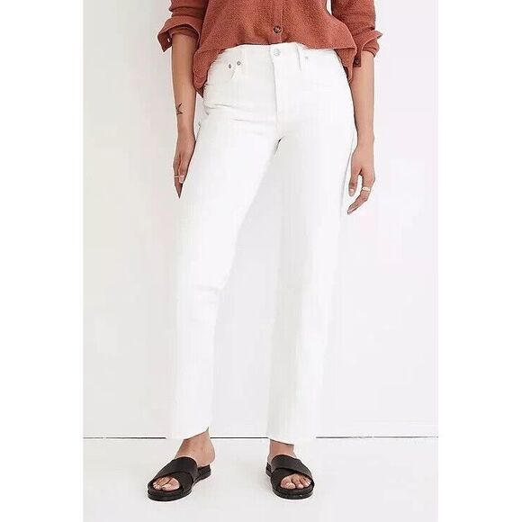 Madewell Perfect Vintage Jeans Womens 32 Tale White‎ Mid-Rise Straight Denim NWT - Picture 1 of 16